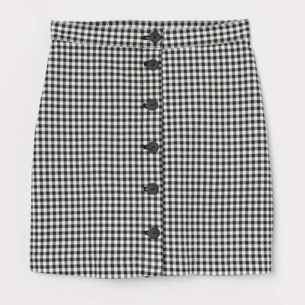 H&M Short Twill Gingham Skirt NWOT